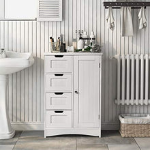 Q-HL Comodino Mobile da Bagno per Mobile da Bagno con 4 Cassetti E 1 Porta dell'Armadio per Soggiorno Cucina Cucina - Bianco