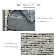 Outsunny Set Mobili da Giardino con Divano 2 Posti, Contenitore e Pouf in Rattan PE Salvaspazio con Cuscini, Grigio - Arredi Casa
