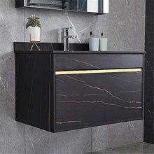 Set di Mobiletti Specchio e Lavabo Mobile da Bagno Mobile lavabo da Parete Combinato Combinazione Bagno Vanity Mirror Armadietto (Color : Black, Size : 50x60x48cm)
