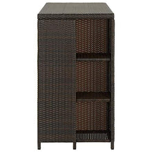 FAMIROSA Tavolo da Bar con Ripiani Marrone 120x60x110 cm in Polyrattan