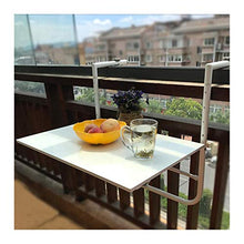 LWZ Tavolo da ringhiera da Balcone Pieghevole Pieghevole, 5 Regolabili in Altezza, Bianco