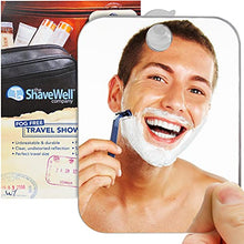 Shave Well Specchio Doccia da Viaggio Anti-Appannamento - Specchio Trucco e Rasatura - Gancio a Ventosa Rimovibile - Specchio Portatile per Viaggi, Campeggio, Palestra - Specchio Senza Cornice