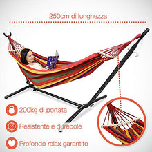Amaca con Supporto In Acciaio Super Resistente Diffusore In Legno per Stenditura perfetta, Brasiliana, Cotone, 320cm, Portata 200 kg, Supporto Resistene e tessuto Anallergico Certificato