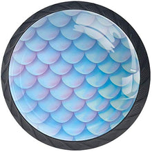 Dream Blue Mermaid Fish Scale Pattern Pomelli per Porta Set di 4 Pomelli per Mobili Manopole per Cassetti Cucina Armadio Vetro