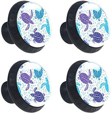 Acquerello Blu Viola Sea Turtle Marine Pomelli per Porta Set di 4 Pomelli per Mobili Manopole per Cassetti Cucina Armadio Vetro