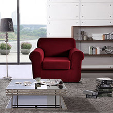 Ebeta 2-Pezzi Copridivano Copripoltrona Jacquard, Fodere copridivano coprisedia, Elasticizzato Sofa Cover Coprisofà Poltrona 1 Posto (Vino Rosso, 85-115 cm)