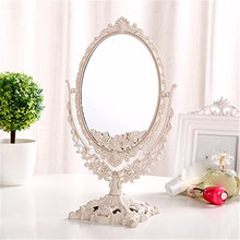 XIAOLE Specchio di Bellezza specchietto di Trucco Specchio estetica Specchio cosmetico Specchio Specchio Specchio Specchio da Parete Europeo Specchio da Parete Portatile, Ovale 23.5 × 36cm, Beige