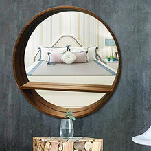XIAOQIAO Specchio da Bagno con Ripiano Portaoggetti Specchio da toeletta Rotondo Nordico Specchio da Portico in Legno di Moda Semplice da Appendere, per vanità da Bagno