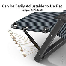 HOUMEL Folding Zero Gravity Sedie Regolabili 10 Files Sedia a Sdraio Sdraio reclinabile for Le Gambe Beach Patio Giardino Outdoor Camping Piazza d'Acciaio (Color : Black)