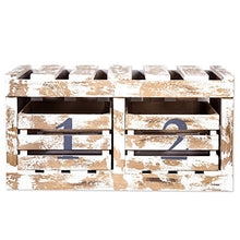 Indhouse - Panca da giardino in legno vintage con 2 cassetti