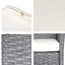 Mendler Serie Halden per l'esterno Divano Sofa 60x106x83cm polyrattan Grigio con Cuscino Avorio
