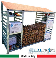 ITALFROM Legnaia Modulare Composta in Acciaio Zincato con Staffe a Parete con 6 Ripiani Tetto Verde Modulo Centrale 98 cm Varie Misure H200 cm - Modulo Iniziale (398, 80)