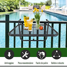 Outsunny Tavolino da Appendere alla Ringhiera del Balcone Regolabile in Altezza Ferro 60 x 56.5 x 45 cm Nero