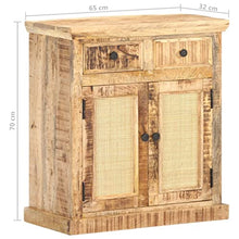vidaXL Credenza 65x32x70 cm Legno Massello di Mango e Canna Naturale