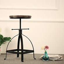 IKAYAA Sgabelli da Bar, Sgabelli da Bar Altezza Regolabile Girevole Cucina Sala Colazione Sedia Naturale Pineta Top Bar Stool, Vintage Nero