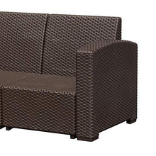 miozzi Divano da Esterno a 3 Posti in Rattan Sintetico con Cuscini Marrone 199x71x75 cm