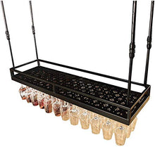 FWZJ Wine Lovers/Floating Wine Shelf Wine Glass Rack Upside Down Bar Wine Rack Industrial Loft Wine Glass Holder Hanging Cup Holder Wine Bottle Rack (Color : Black, Size : 100X35CM