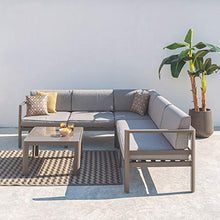 LOLAhome Divano da giardino angolare con modulo reclinabile grigio alluminio da 226 x 226 x 65 cm