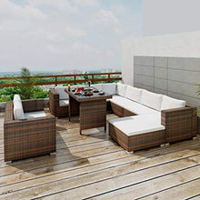 vidaXL Divano da Giardino 28 pz in Polirattan Marrone Sofa Tavolo Sgabelli