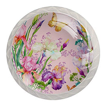 Maniglie per cassetti Manopole per cassetti Manopole rotonde Confezione da 4 per armadietto, cassetti, cassettiere, cassettiere ecc. Iris Fiori Farfalla Gialla