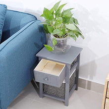 FGDSA 2 Pezzi/Set Comodino in Legno Semplice Comodino con Cassetto E Cestello Portaoggetti Divano Letto Tavolino (Grigio)