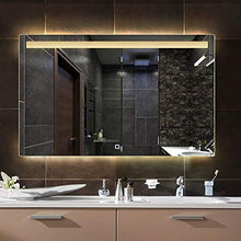 Specchio retroilluminato con Pulsanti a sfioramento, Specchio da Bagno Illuminato a LED, antiappannamento, Luce Bianca/Calda (Orizzontale) 700x900mm