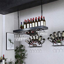 SBDLXY Portabottiglie 2 in 1 - Portabottiglie e portabottiglie in Ferro da Appendere alla Parete [Altezza 30-60 cm Regolabile] - Portabicchieri a soffitto con Cornice Nera