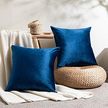 Topfinel Federe Cuscini Natalizie in Velluto per Divano Copricuscini Decorativi Quadrate per Casa Camera da Letto Salotto Federa per Cuscino 2pezzi 40x40cm Blu Marino