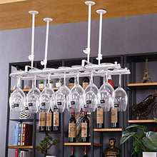 DJSMjbj - Supporto da soffitto per bicchieri da vino rosso, altezza regolabile, facile da installare, bianco, 80*25cm