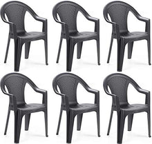 Tomaino Sedia da Giardino in plastica Effetto Rattan impilabile (6, Antracite)