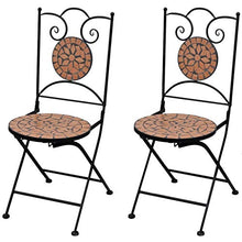 vidaXL Set 2 pz Sedia Bistro in Ferro da Giardino Esterno con Mosaico Terracotta