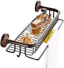 HTL Scaffale per il bagno nero in rame americano per cosmetici da bagno a parete senza punzone per il bagno, facile da installare