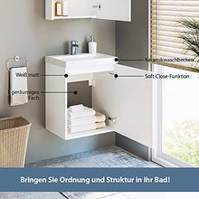 Planetmöbel Mobiletto da bagno in ceramica per ospiti, 50 cm (bianco opaco)