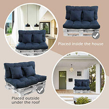 BCASE Cuscino per Pallet in Fibra Pack + Cuscino Schienale per Pallet Imbottiti, Cuscino Imbottito, Include Cuscino Schienale E Sedile, Ideale per Giardino, Terrazza, Blu Navy