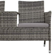 TecTake 403223 Divano da Giardino, Divanetto Tavolino da Giardino, Polyrattan, Cuscini, Grigio - Arredi Casa