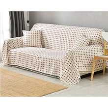 LUCKyou~ Asciugamano per Divano Tinta Unita in Tessuto Scozzese all-Inclusive in Tessuto Antipolvere,Red*White,200 * 200cm
