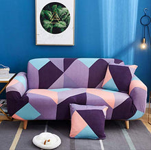 Copridivano Tessuto Elasticizzato 1/2/3/4 Posti ， Sedia Elastica Jacquard Geometria di Colore Viola Divano A Due Posti Divano Coprisella