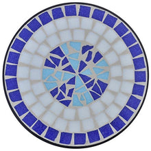 vidaXL Tavolino Laterale Piante Design Mosaico Blu/Bianco Supporto Espositore