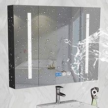 KAISIMYS Armadietti a Specchio Armadietto a Specchio da Bagno Specchio da Parete in Legno massello con Specchio da Trucco Integrato (Colore: Grigio, Dimensioni: 90 * 65 * 14 cm)