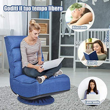 COSTWAY Poltrona Sedia Relax Pieghevole Reclinabile Girevole, Divano Comodo per Studio Salotto, con Schienale, Ottima per Rilassarti (Blu) - Arredi Casa