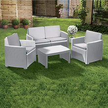 DMORA 0 Set da Giardino Claudia con Cuscini, 1 divanetto + 2 Poltrone + 1 Tavolino da Esterno, Made in Italy, Bianco