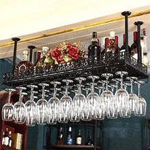 MFLASMF Metal Ceiling Wine Racks Storage, Black Bronze Wine Goblet Stemware Glass Rack, Hanging Wine Glass Holder Bar Decoration Display Shelf (Size : 60×35cm)