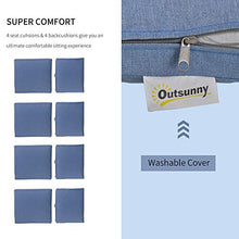 Outsunny Salotto da Giardino, Divano da Giardino, Set Mobili da Esterno con Poltrona da Giardino, Bianco e Blu
