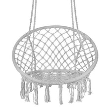 Springos Poltrona sospesa con frange, in cotone, dal design macramè, ideale per giardino, ambienti interni ed esterni, con cordini e anelli