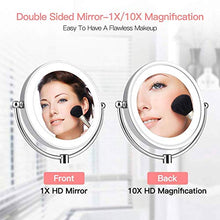 HGXC Specchio per Il Trucco Specchio da Barba con ingrandimento a Parete 10X Specchio da Bagno con luci e ingrandimento