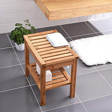Sgabelli CJC Panca da Doccia Sedile con Ripiani bambù Spa da Bagno in Legno Impermeabile Organizzatore di Stoccaggio Bagno Antiscivolo Dentro Fuori (Color : Bamboo)