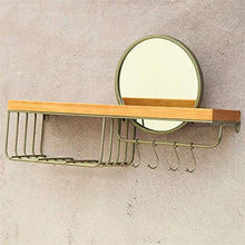 Yhtech. Trucco specchi rotondi della stanza da bagno Specchio specchio appeso con scaffalature e ganci |Circle Parete Vanity trucco e specchio da rasatura |Specchio decorativo Holder |Specchio piano M