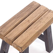 Rustic Design - Sgabello in Legno Riciclato, Stile Rustico, 41 x 42 x 24 cm (A x L x P), Pezzo Unico, nero e naturale