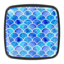 Scaglie di sirena blu dell'acquerello Pomelli per Porta Set di 4 Pomelli per Mobili Manopole per Cassetti Cucina Armadio Vetro