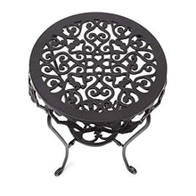 Relaxdays 10020115_59 Tavolino in Ghisa con Decorazione a Fiori, Rotondo, con 2 Ripiani, Nero, 40x40x51 cm